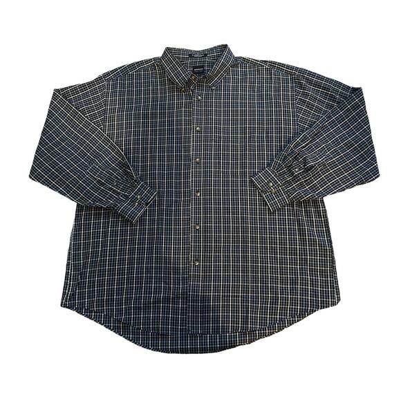 Arrow Blue Check Button-Down Shirt Mens Size XL 17-17 1/2 - Picture 1 of 6